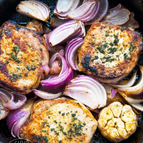 Roasted Garlic And Onion Pork Chops Recipe | The Gracious Pantry